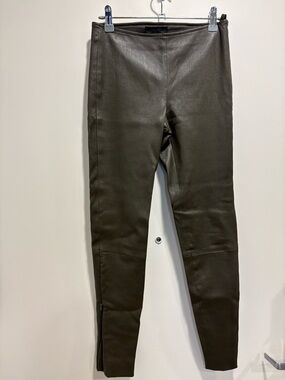 The Row 100% Lambskin Leggings in Dark Olive